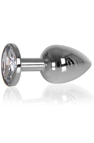 Heavy Butt Plug Silver Clear Stone 145g
