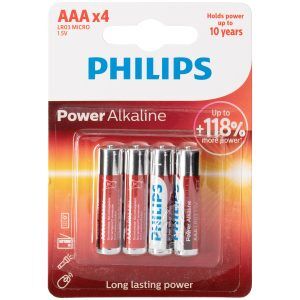 Philips LR03 AAA Alkaline Batterier 4 st - Silver