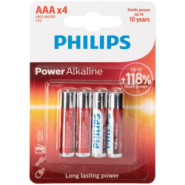 Philips LR03 AAA Alkaline Batterier 4 st - Silver