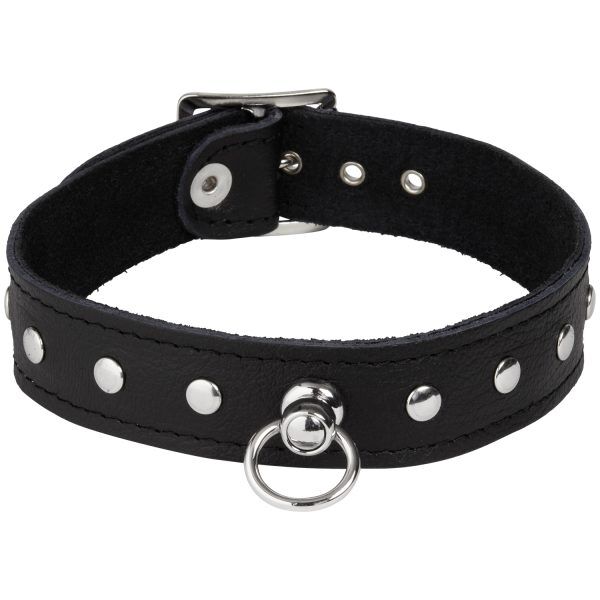 Rimba Justerbart Läder Halsband - Svart - M/L