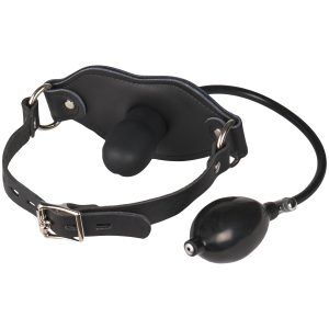 Master Series Silencer Uppblåsbar Silikon Penis Gag - Svart