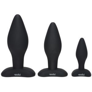 Sinful BumBum Silikon Analplugg Set - Svart