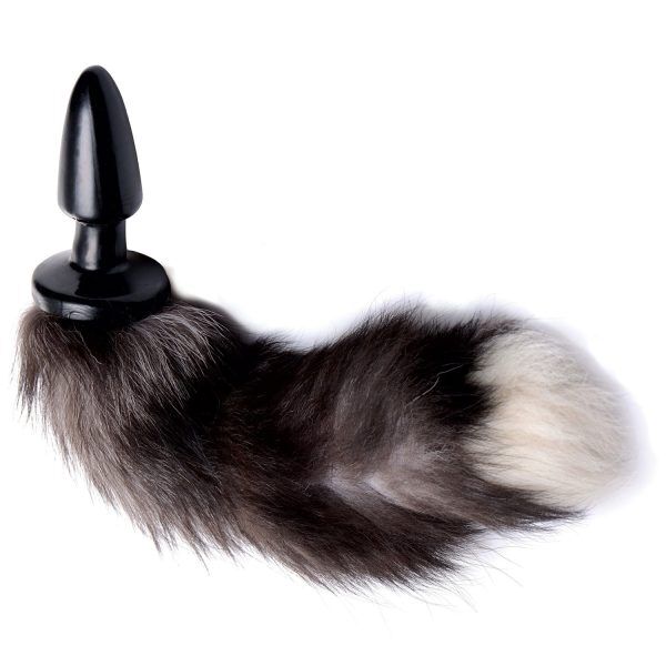 Tailz Grey Fox Tail Analplugg - Svart