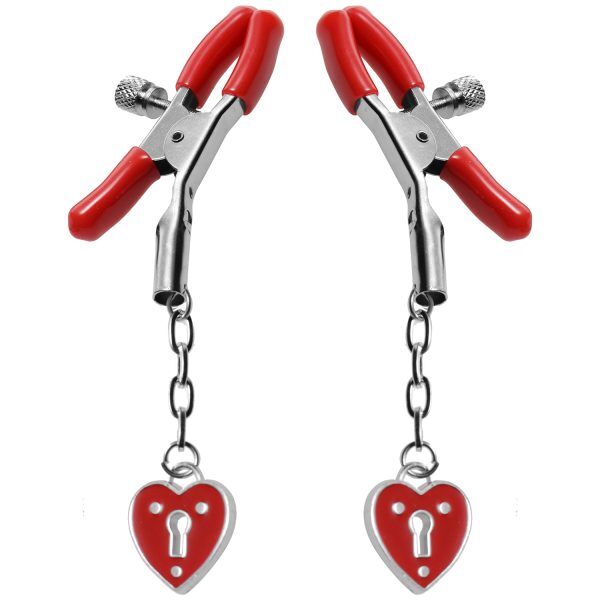Master Series Captive Heart Bröstklämmor - Röd