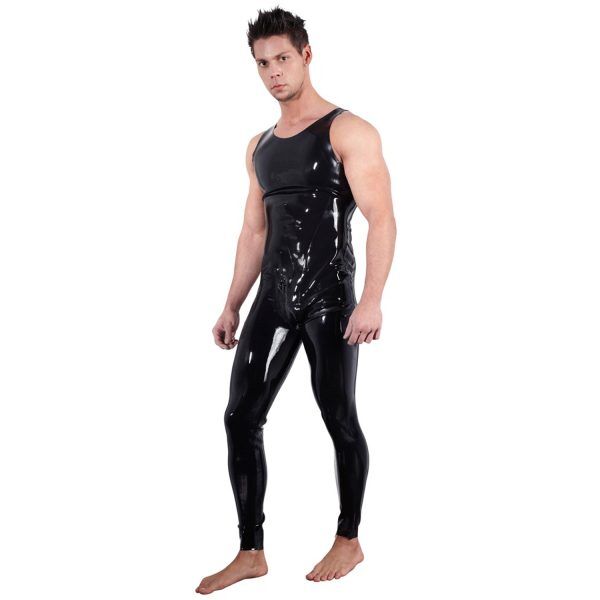 Late X Latex Jumpsuit utan Ärmar Män - Svart - 2XL