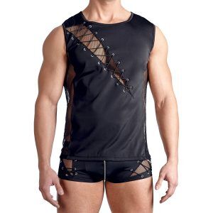 Svenjoyment Tank Top med Snörning - Svart - XL