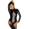 18137 noir handmade wetlook bodystocking med lynlas q100 01
