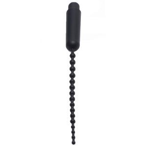Master Series Dark Rod Beaded Sound Dilator med Vibrator - Svart