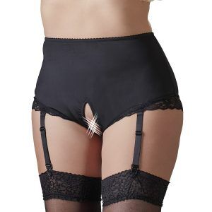 Cottelli Grenlös Trosa med Strumpeband Plus Size - Svart - XL