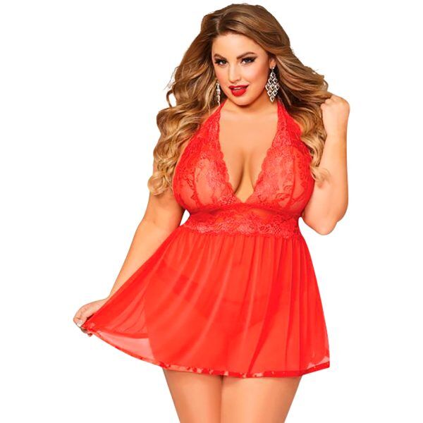 Seven til Midnight Wondrous Babydoll Set Röd Plus Size - Röd - 3XL/4XL