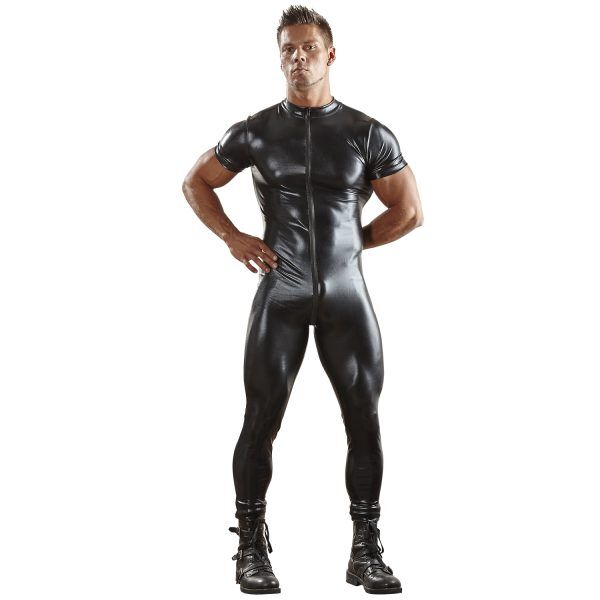 Svenjoyment Wetlook Jumpsuit - Svart - 3XL