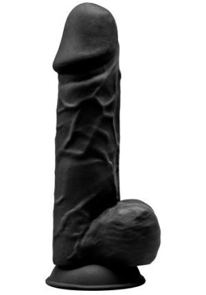 Dual Density Svart Dildo med pung 22 cm