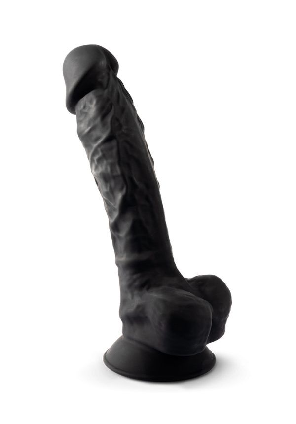 Dual Density Svart Dildo med pung 23 cm
