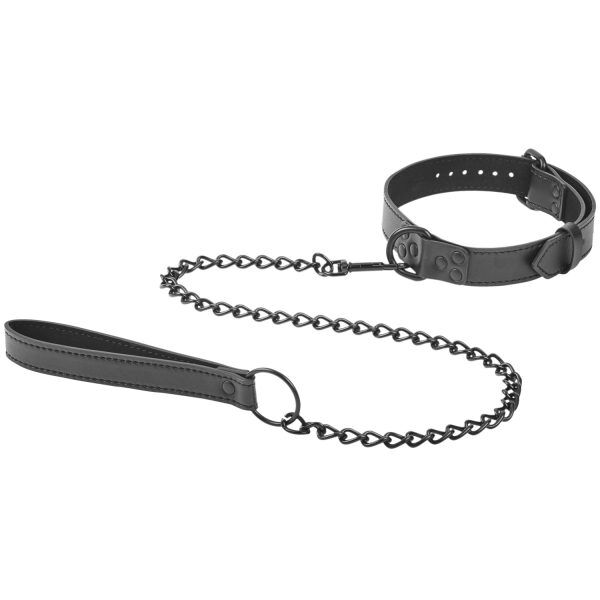 obaie Halsband i Konstläder med Kedja - Svart