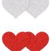 Heart Nipple Covers Red/Silver 2 pair