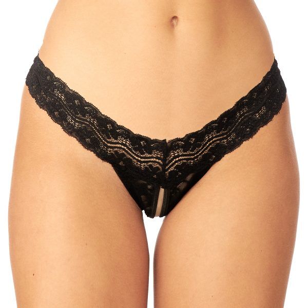 NORTIE Manja Grenlös String i Spets - Svart - L/XL