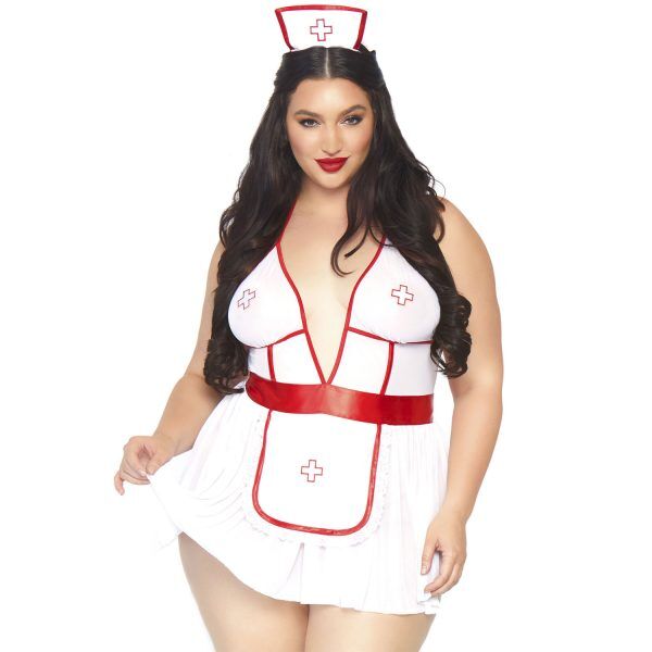 Leg Avenue Sjuksköterskekostym Plus Size - Vit - Plus size