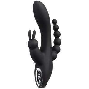 Sinful Triple Fun Uppladdningsbar Rabbitvibrator - Svart