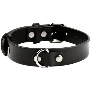 obaie Klassiskt Halsband i Äkta Läder - Svart