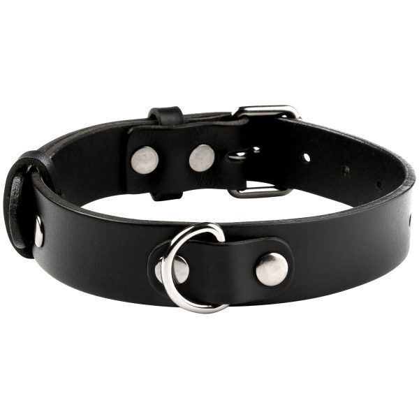 obaie Klassiskt Halsband i Äkta Läder - Svart
