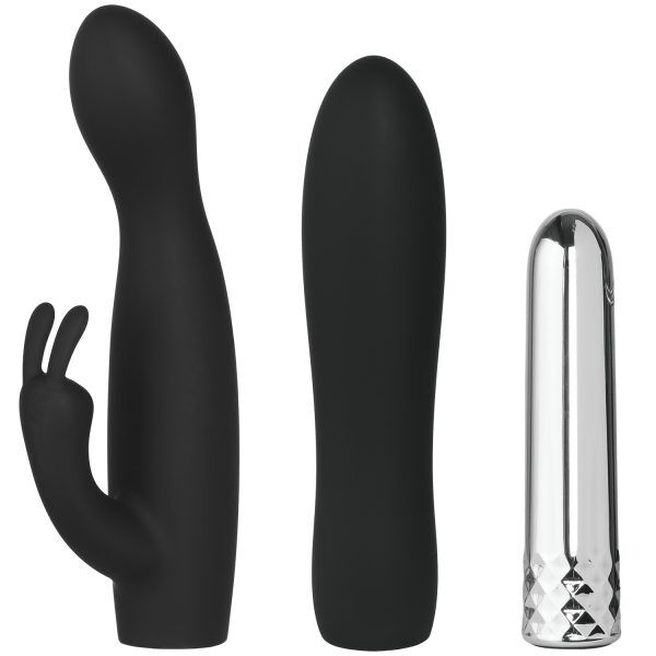 Sinful Double Trouble Uppladdningsbart Rabbit och Wand Bulletvibrator Set - Svart