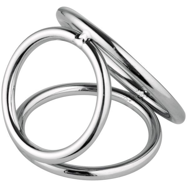 Bound to Please Trippel Penis- och Testikelring - Silver