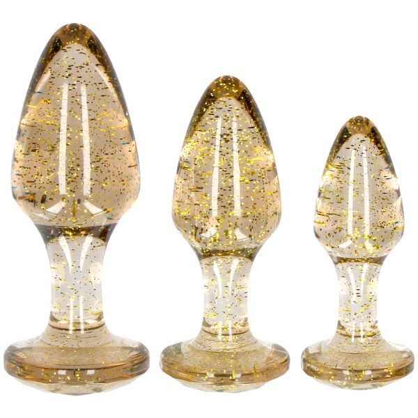 Ouch! Glitter Analplugg Set - Guld