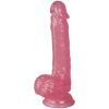 baseks Glitter Dildo med Pung 20,5 cm - Ljusrosa