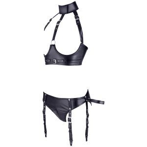 Cottelli Bondage BH-Set med höfthållare - Svart - XL