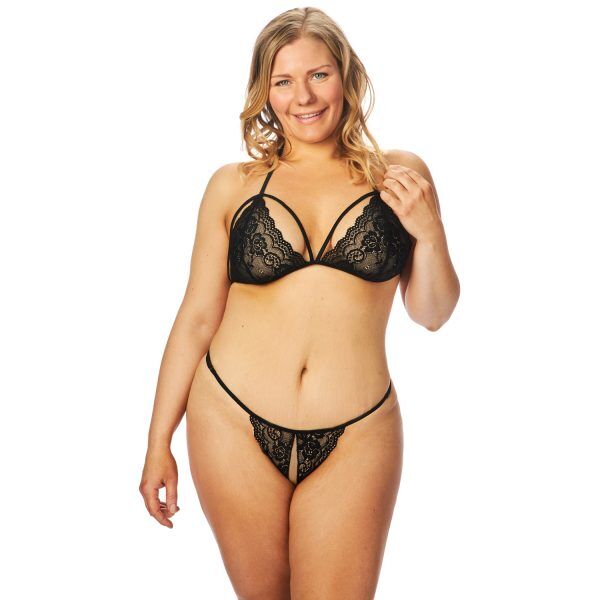 NORTIE Friia Svart BH och Grenlös String Set Plus-Size - Röd - Plus size