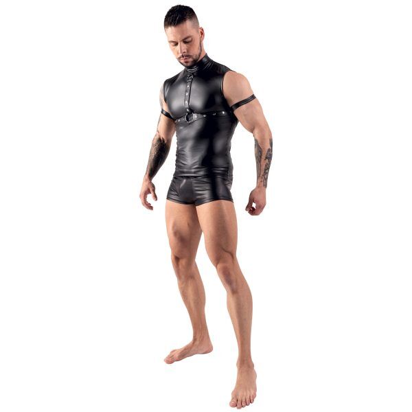 Svenjoyment Wetlook topp med sele - Svart - L