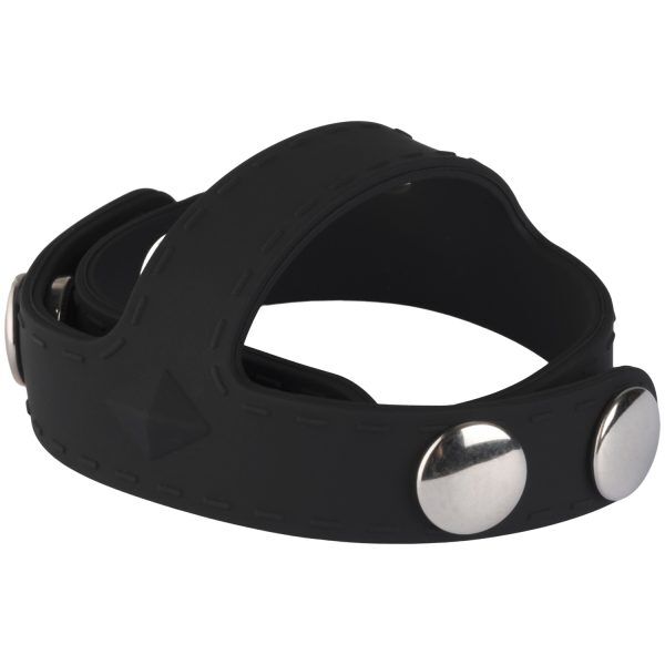 Blue Line C&B Gear Silikon T-stil penisring med testikeldelare - Svart