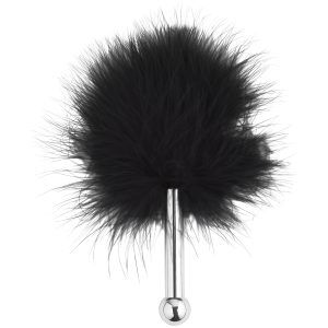 Sinful Tease Feather Silver Tickler - Svart