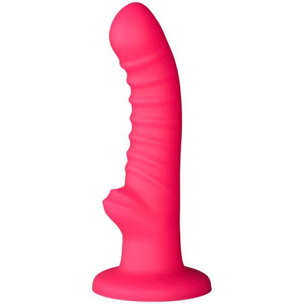 baseks Ribbed Stimulation Silikondildo 17 cm - Rosa