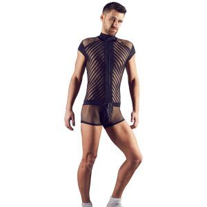 Svenjoyment Playsuit i Mesh med Dragkedja - Svart - S