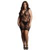 Le Désir Miniklänning med Nyckelhålsringning Plus Size - Svart - Plus size