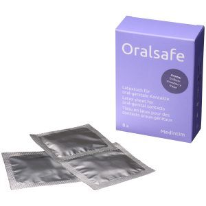 Medintim Oralsafe Latex Slicklappar med Jordgubbssmak 8 st - Nude