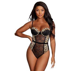 Dreamgirl Leopardteddy - Blandade färger - M