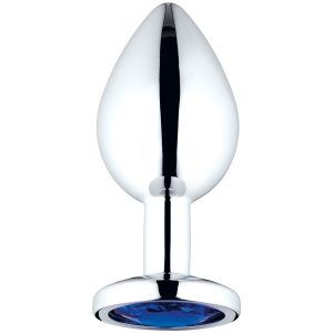 Sinful Blue Jewel Medium Metall Analplugg - Silver