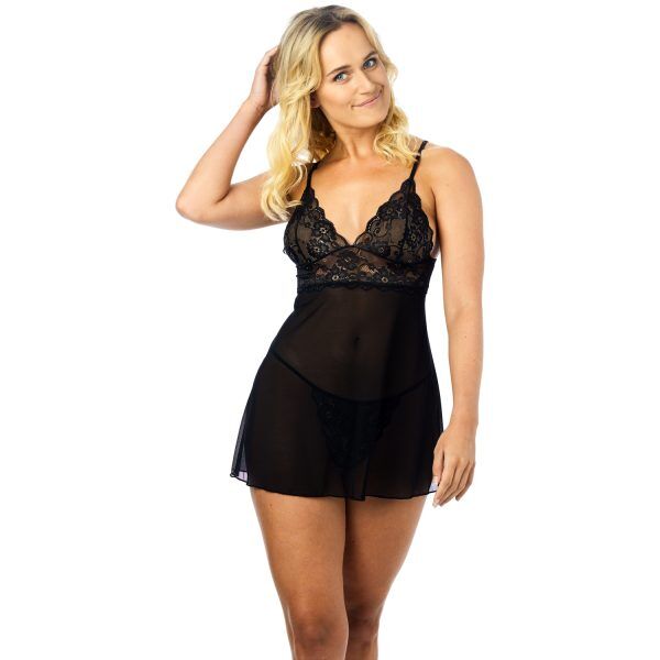 NORTIE Basil Black Babydoll Set - Svart - S/M