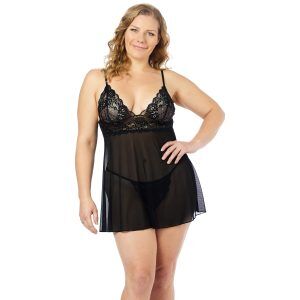 NORTIE Basil Black Babydoll Set Plus-Size - Svart - Plus size