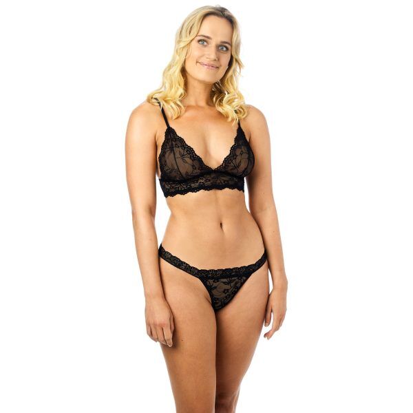 NORTIE Bay Leaf Svart BH och Stringtrosa Set - Svart - One Size
