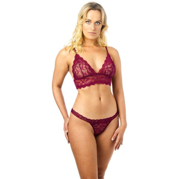 NORTIE Bay Leaf BH och String Set - Bordeaux - S/M