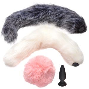 Tailz Analplugg med 3 Svansar - Blandade färger
