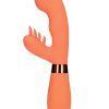 Loveline: Silicone Rabbit Vibrator with Ribbed Clitoral Stimulator