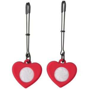 Charmed Light Up Heart Tweezer Bröstklämmor - Röd