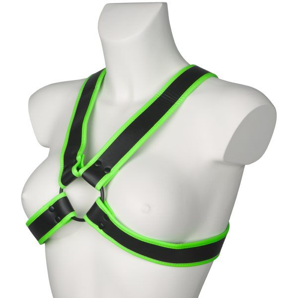 Ouch! Glow in the Dark Cross Bröstsele - Svart - S/M