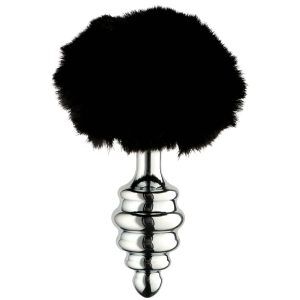 Alive BDSM Line Metal Black Fluffy Twist Analplugg L - Svart