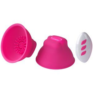 baseks Titty Vibes Vibrerande Sugkoppar för Bröstvårtor - Ljusrosa