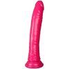 Realrock Glow in the Dark Slim Dildo med Sugpropp 23 cm - Ljusrosa